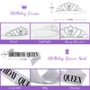 Purple Birthday Decorations for Women Girls, Lavender Purple Silver Foil Balloons Table Cloth Sash Crown Fringe Curtains Happy Birthday Banner Glitter Star Garland Butterfly Cake Topper Party Supplies
