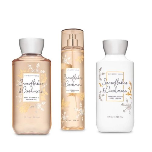 Bath & Body Works - Snowflakes & Cashmere - Daily Trio - Gift Set - Shower Gel, Fine Fragrance Mist and Body Lotion – (Packaging Varies)