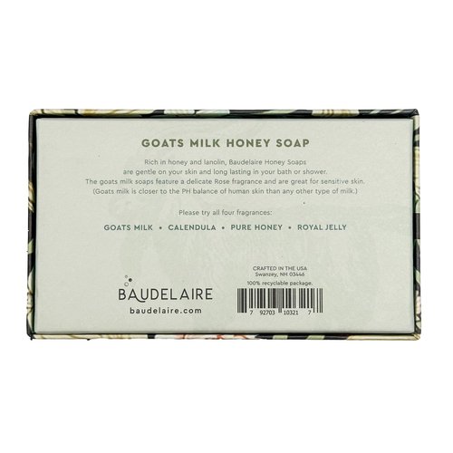Baudelaire Honey Soap, Goats Milk, 2 Bar Set