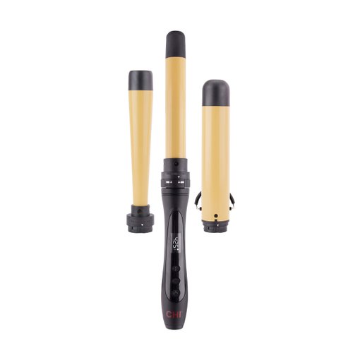 CHI Interchangeable Curling Wand, 3 Barrel Attachments For Versatile Curls, 0.5"-1.25" Inverted Tapered Barrel, 1" & 1.5" Barrel