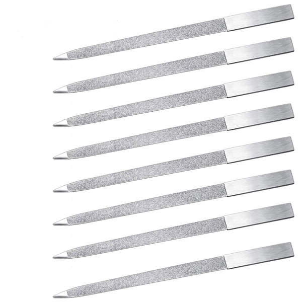 Terberl 8 Pack Diamond Nail File Metal Nail File, Stainless Steel Double Side Nail File for Salon Home and Travel Men Women(7 Inch)