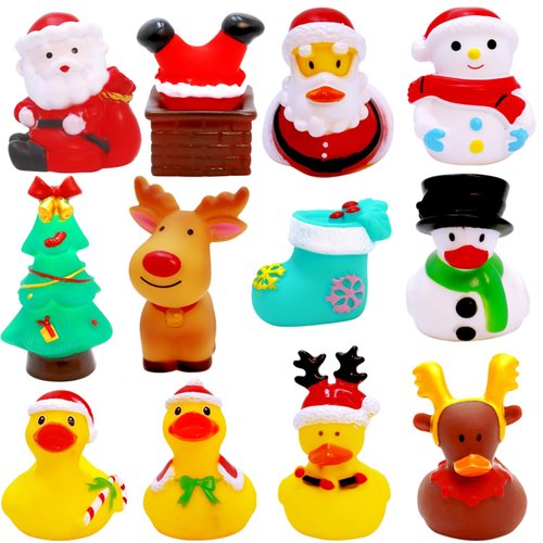 Christmas Rubber Ducks Jeep Ducky Baby Bath Toys for Kids Christmas Party Favors, Cute Holiday Ducking for Gift Exchange,Christmas Stocking Stuffers Celebrations Party Supplies