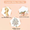 10 Pieces Rhinestone Hair Clips, Crystal Bobby Hair Pins Decorative Rhinestone Hair Barrettes for Wedding, Leaf Feather Sunflower Hair Clips Metal Hair Accessories for Women,4 Styles(Gold)