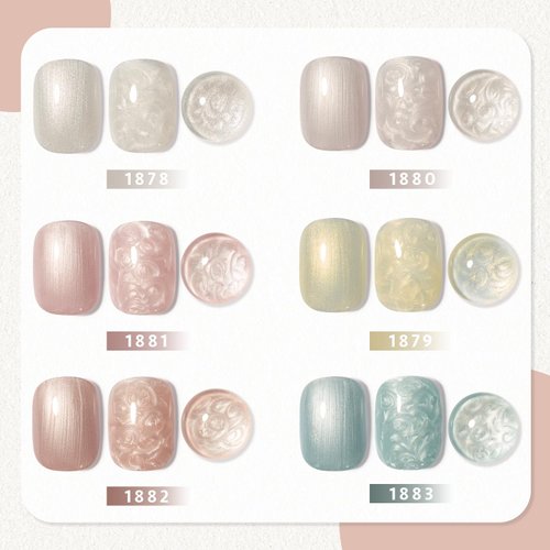 GAOY Pearl Gel Nail Polish Set, 6 Colors Shimmer Mermaid Gel Polish, Pink White Blue Soak Off UV Gel Kit, Baroque Pearl