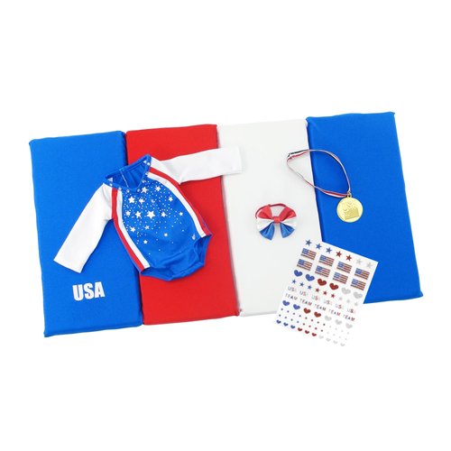 Emily Rose Doll Clothes,18 Inch Gymnastics Sports Outfit Accessories with Medal and Face Stickers, Gymnast Toy | Doll NOT Included | USA Business | Compatible with American Girl Dolls