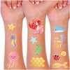 Mermaid Temporary Tattoos 218 Pieces Gold Glitter Mermaid Party Favors Decor Ocean Sea Creatures Fake Tattoos Stickers Gifts for School Carnival Reward Mermaid Birthday Party Supplies