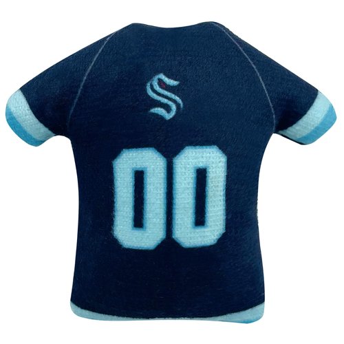 BEST PLUSH CAT TOY NHL SEATTLE KRAKEN Complete Set of 3 piece Cat Toys filled with Fresh Catnip. Includes: 1 Jersey Cat Toy, 1 Hockey Puck Cat Toy with Feathers & 1 #1 Fan Cat Toy. Beautiful Team LOGO