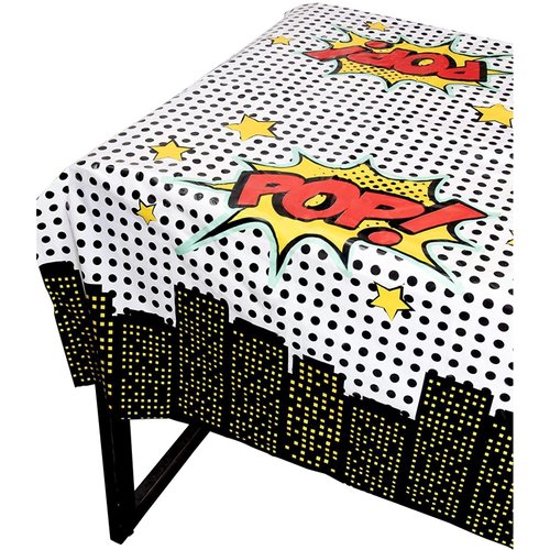 BLUE PANDA 3 Pack Superhero-Themed Party Tablecloth for Birthday Party Decorations, Plastic Table Cover for Comic Book Party Supplies (54 x 108 in)