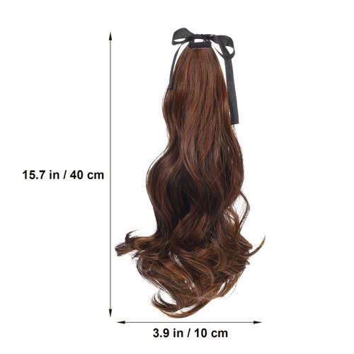 Black Hair Ponytail Extension 15.7 Curly hair extension ponytail for Women Drawstring Tails, Natural Looking Human Hair Extensions Synthetic Hairpiece 3D Ponytail Extension