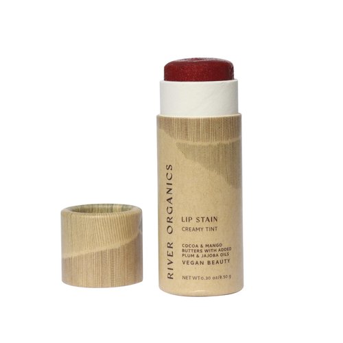Organic Lip Stain | Vegan + Cruelty Free | Long Lasting, Toxic Free | 2 Colors "Fig" or "Pomegranate, .30 oz (Pomegranate), River Organics Zero Waste Makeup