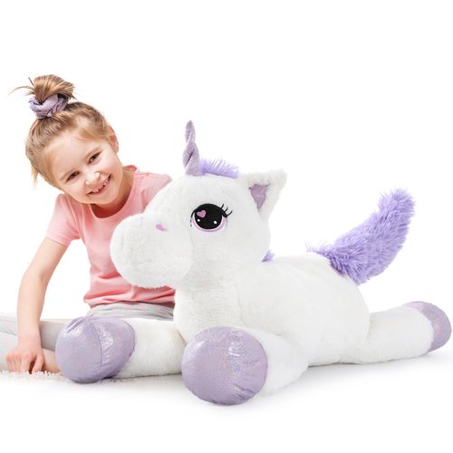 Tezituor 32in Giant Unicorn Plush Toys,Cute White Unicorn Stuffed Animals,Unicorn Birthday Decorations for Girls,Big Unicorns Gifts for Children