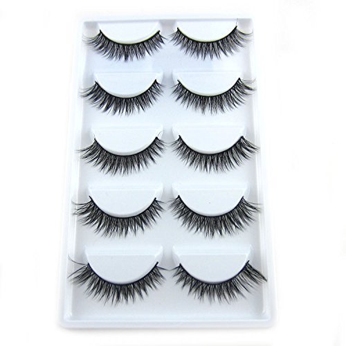 3D Real Mink False Eyelashes LASGOOS 100% Siberian Mink Fur Cruelty-free Luxurious Natural Short Cross Winged Fake Eye Lashes Makeup 5 Pairs/Box L011-5