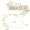 21st Birthday Headband and Sash for Women, Rhinestone FINALLY 21 Birthday Tiara Glitter Sash Decoration for Girls, Crystals Happy Birthday Gift Crown and sashes Hair Accessories for Party Favors