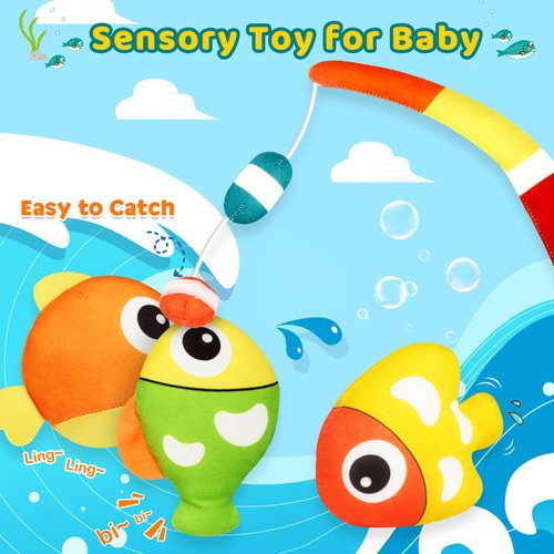 KMUYSL Baby Toys 0-6 6-12 Months, My First Tackle Box Plush Toys - 4 Pcs Sensory Playset Soft Toys with Squeaker Crinkle for 0 1 2 3 4 5 6+ Months Newborn Infant, Christmas Birthday for Boys Girls