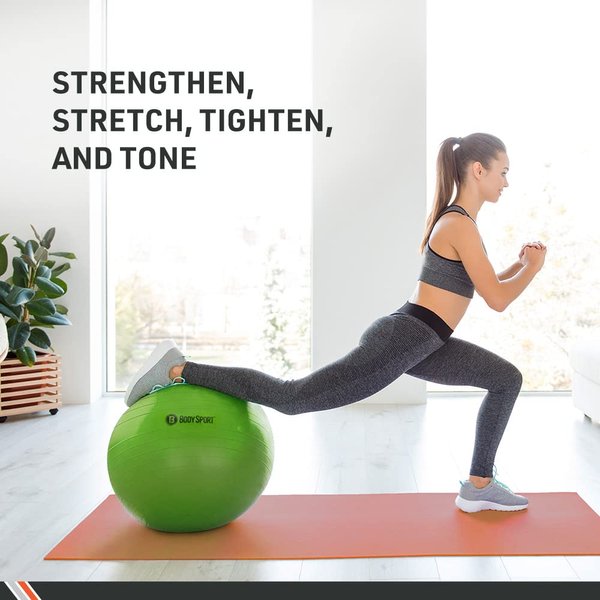 Body Sport Slow Release 55cm Exercise Ball with Pump, Gym Equipment for Home or Office, Stability Fitness Ball, Pregnancy Ball, Core Strength Training Equipment