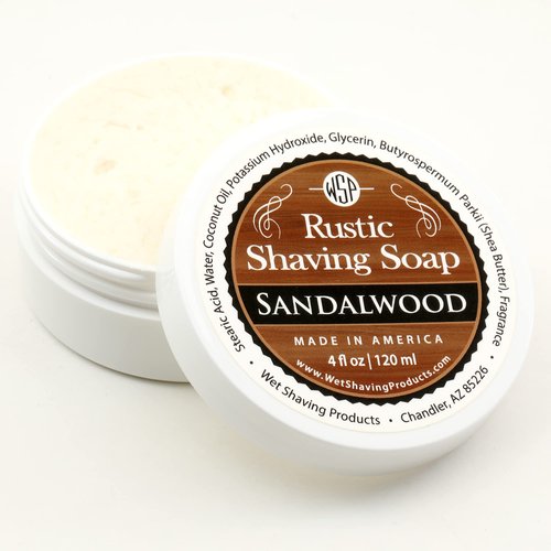 WSP Rustic Shaving Soap (Sandalwood) Artisan Made in America Using Vegan Natural Ingredients