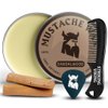 Striking Viking Mustache Wax & Comb Kit - Beard & Moustache Wax For Men With Strong Hold Natural Beeswax - Helps Tame Style & Groom (Sandalwood Scent, 2 Ounce Size) - Mustache Styling Wax - Mens Comb