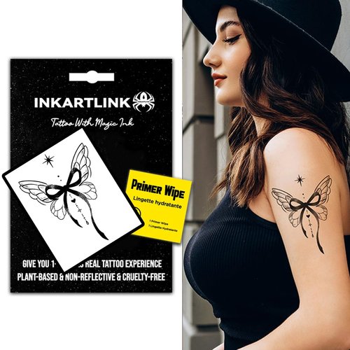 INKARTLINK Semi Permanent Tattoos, Temporary Tattoos for Girls, Party Tattoos, Waterproof, Natural and Realistic, Cruelty-free, Easy to Apply (Bow)