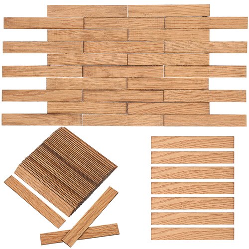 Vaguelly 40pcs Miniature Dollhouse Flooring, Mini Wooden Floor Boards 1:12 Scale Rectangular Tiles Geometric Bamboo Doll House Furniture Model for Dollhouse Supplies