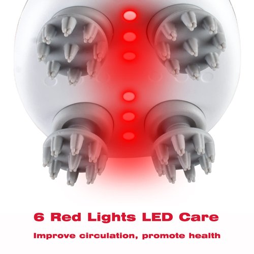 mxm2mxm Electric Head Massager Waterproof,with 4 Detachable Massage Heads,Wireless Portable Red Light Care Handheld Massager,4 Massage Modes Stress Relax for Scalp,Suitable The Whole Body and Pets