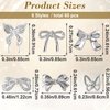 HINZIC 60PCS Bow Nail Charm 3D Silver Nail Bows 6 Styles Mini Alloy Bowknot Diamonds Butterfly Gems Christmas Wedding Prom Crystal Rhinestones Decoration for Women Girls Crafts DIY