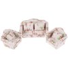 Dollhouse Furniture Set 3 Pcs 1:12 Dollhouse Miniature Wooden Sofa Cushions Armchair Pillow Kit Dolls House Furniture Couch with 1 Pc Dollhouse Teatable Coffee Table (A)