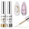 RARJSM Metallic Gel Liner Nail Art Silver Bronze Gold 2pcs Set Mirror Chrome 3D Effect Gel Nail Polish 8ml Build in Thin Brush Metal Painted Drawing Stripper Gel Polish Curing Requires for Home Salon