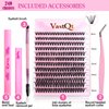 VastQt DIY Lash Extension Kit 240 Pcs Lash Clusters Lash Bond and Seal Applicator Tool for Eyelash Extensions (D curl 40P 8-16 MIX)