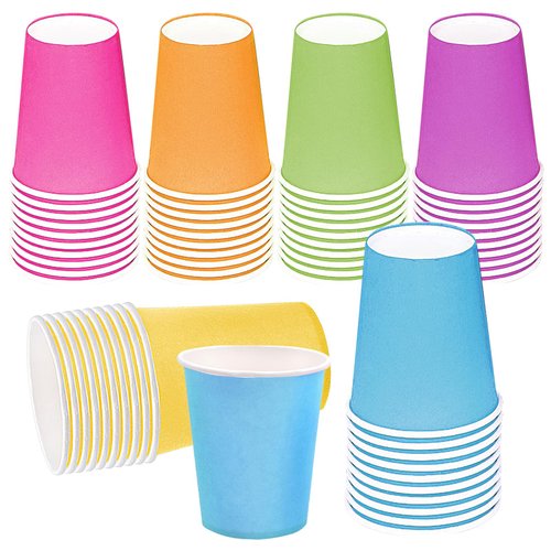 JLNGTHONG 60 Pieces Paper Cups, Disposable Party Cups Drinking Cups for DIY Holiday Wedding Birthday Party Supplies (6 Colors)