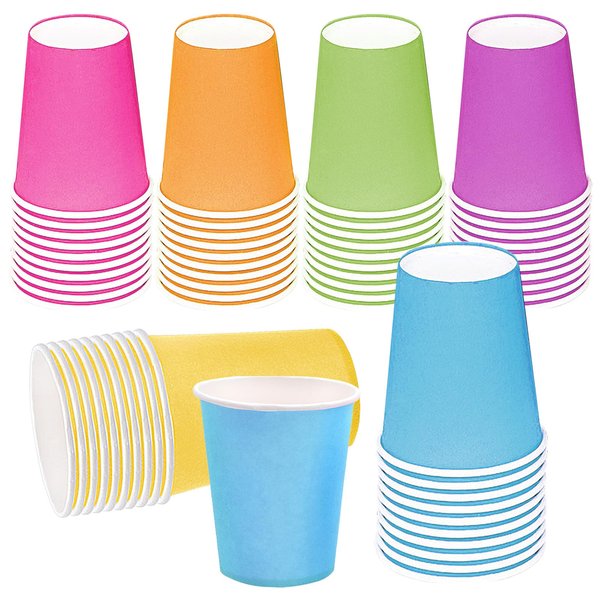 JLNGTHONG 60 Pieces Paper Cups, Disposable Party Cups Drinking Cups for DIY Holiday Wedding Birthday Party Supplies (6 Colors)