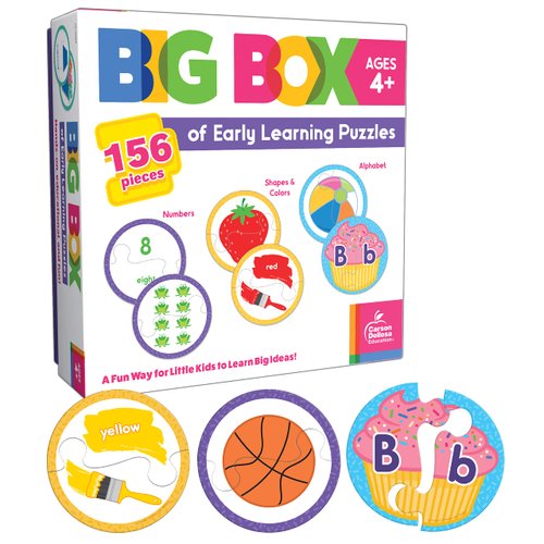 Carson Dellosa 156-Piece Big Box of Toddlers Learning Games, Puzzle Box with Alphabet, Numbers, Colors & Shapes Word Games, Kindergarten and Preschool Learning Games for Kids 4+