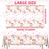 Dydamud Pink Floral Tea Party Tablecloth,Girls Tea Party Birthday Supplies 3pcs Let’s Partea Spring Disposable Table Cover for Par Tea Baby Shower,Floral Birthday Decorations