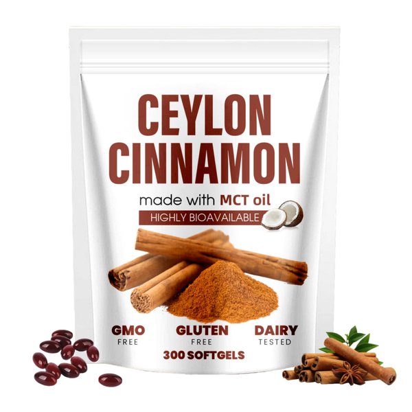 Aevezom Ceylon Cinnamon Softgels with MCT Oil | Soft Gel 7200mg | Herbal Extract | Non-GMO, Gluten Free | 300 Softgels (1)