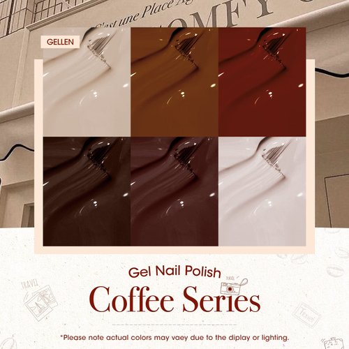 Gellen Coffee Gel Nail Polish, 6 Colors Solid Gel Polish Kit Brown Milky White Beige Colors, Trendy Warm Nail Gel Polish Set Home Salon DIY Manicure Kit