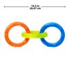 Nerf Dog 10.5in Rubber 3-Ring Tug Dog Toy, Lightweight, Durable and Water Resistant, Single Unit, Blue/Green/Orange