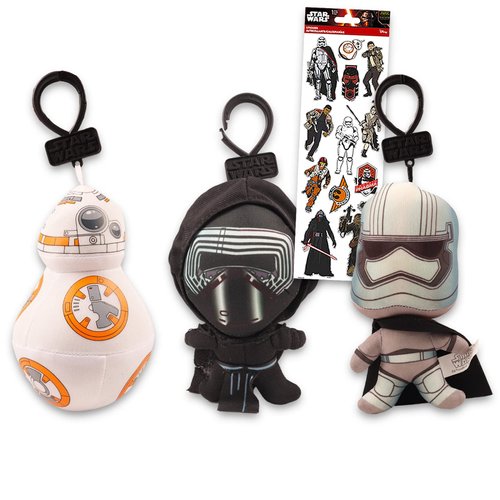 Star Wars Plush Keychain Party Favors for Kids - 3 Pk Bundle with Star Wars Plush Bag Clips for Boys Girls with Stickers | Star Wars Party Supplies for Toddlers