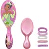 Wet Brush Princess Tiana Original Detangler Big & Small, 5 Ouchless Ponytailers hair ties - All Hair Types - Ultra-Soft - Comb For Kids Men, Women, Boys & Girls
