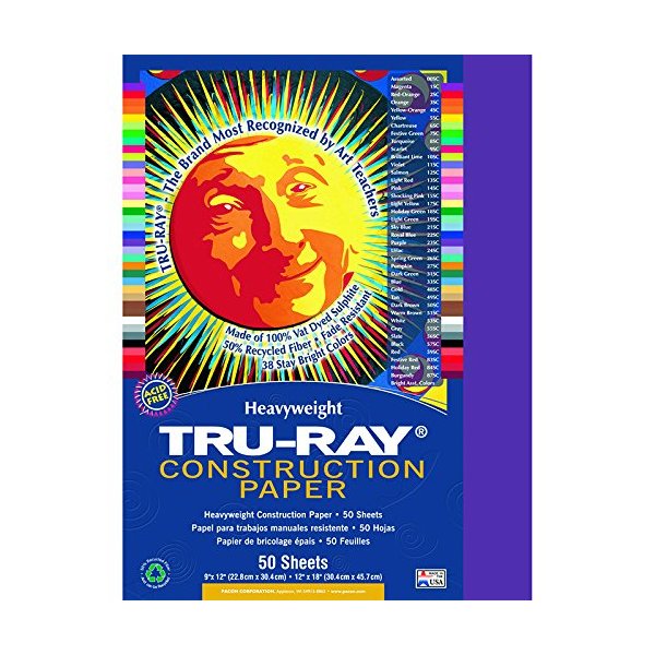 Tru Ray 9 X 12 Purple 50 Sht Arts & Crafts Construction Paper Paper Pac103019 Pacon Corporation