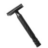 New Double Edge Safety Razor Satin Black Finish Longer Heavier Package Include 10 Stainless Steel Blades and a Leather Pouch