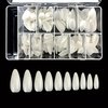 VIVACE Natural Full-Cover Stiletto 500 Artificial False Gel Nail Tips 10Sizes With Clear Plastic Case for Nail salon Nail Shop (Natural)