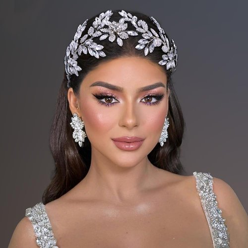 Eiaork Bridal Headpiece Rhinestone Wedding Headband Crystal Leaves Headwear sparkle Hair Accessories for Brides Bridesmaid