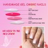 AddFavor Press on Nails Short Square 120pcs Fake Nails Short Nails Ombre Press on Square False Nail Medium Pink White Gradient Acrylic Nails with Design for Women Girls