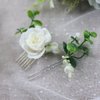 Fangsen Wedding Rose Gypsophila Flower Hair Pins Bridal Headpiece Woodland Hair Accessories Set for Brides and Bridesmaids （Set of 2) (White)