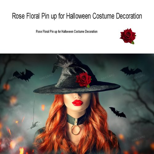 HANSAMU Rose Floral Pin up for Halloween Costume Decoration, Mexican Fabric Rose Flowers Brooch Hair Clip Headpieces for Woman Girl Day of the Dead (4 Pcs)