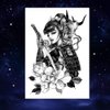 Oottati 6 Sheets Black Japan Warrior Samurai Goldfish Geisha Bird Lotus Prajna Rabbit Temporary Tattoos