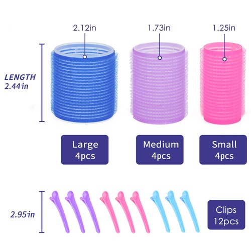 Hair Rollers for Blowout Look Long Hair, 21 PCS Self Grip Hair Rollers for Long Medium Short Hair Styling Curling Tools DIY Hair Curlers to Sleep In