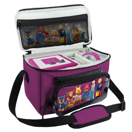 Bag for Toniebox, Purple Carrying Case with Transparent Bag for Creative Tonies Figures Storage Transport, Shoulder Bag with Removable Compartments for Toniebox Starter Set