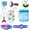 Golray Mermaid Party Favors Birthday Supplies Girls, Necklace Silicone Bracelet Gift Bag Sticker Keychain Ring Hairpin, Pinata Filler Goody Bag Stuffer Classroom Prize Kids Little Mermaid Party Decor