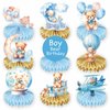 9 Pieces Bear Baby Shower Honeycomb Centerpieces Bear Table Decorations 3D Table Topper Decor for Kids Birthday Gender Reveal Newborn Party Favors Supplies (Blue Bear)
