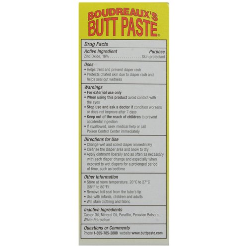 Boudreaux's Butt Paste Diaper Rash Ointment, Zinc Oxide, 2 oz